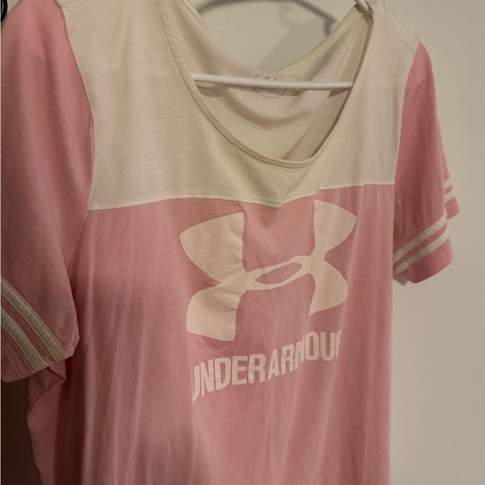 Under Armour Two-Tone Pink and White Tee